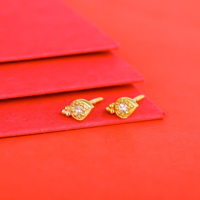 GIVA Sterling Silver Golden Leaf In Love Stud Earrings for Womens and Girls Zircon Sterling Silver Stud Earring