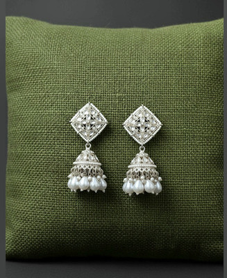 Aromeve Aromeve Ethnic Jhumka Earrings With Kundan Pearls Square Shape For Women Pearl Alloy Drops & Danglers