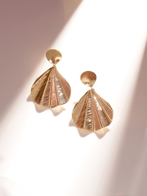 Priyaasi Gold Plated Statement Elegance Drop Pattern Earrings Brass Stud Earring