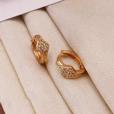 Omkar Enterprise EG-57 OE Cubic Zirconia Brass Stud Earring