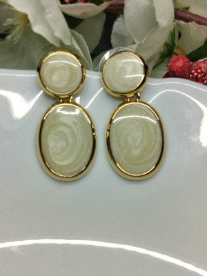MegaSaver White Stone Drop Earrings with Dangler Alloy Drops & Danglers
