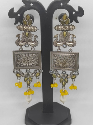 Shringaras Oxidized bird earrings in yellow color Alloy Earring Set