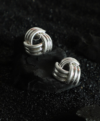 SOHI The Small Ribbed-Intertwine Stud Earrings Alloy Stud Earring