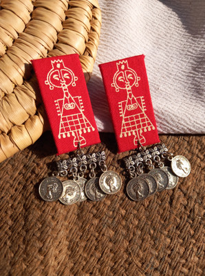 Aara Ed fabric earrings 3 Fabric Chandbali Earring, Drops & Danglers, Stud Earring