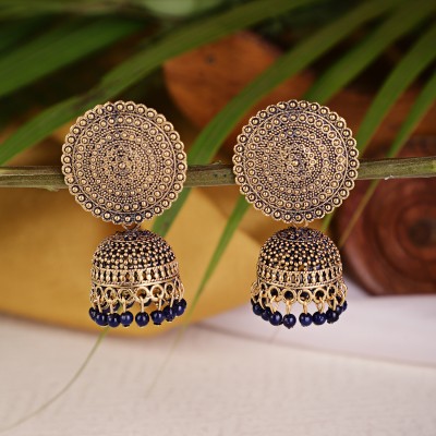 Shining Diva Latest Stylish Traditional Antique Gold Plated Jhumki Earrings Beads Alloy Jhumki Earring