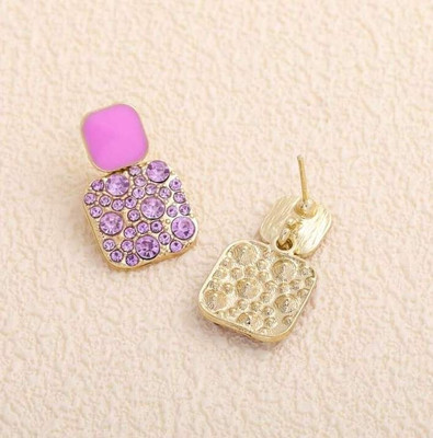 Lady Raiment Purple Square Shape Earrings Crystal Alloy Stud Earring