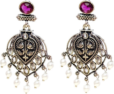 Gleefolks Traditional Classic Stylish Stone Earrings Metal Drops & Danglers