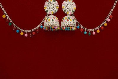 shinesecret Rainbow Jhumka Chain Beads Alloy Jhumki Earring