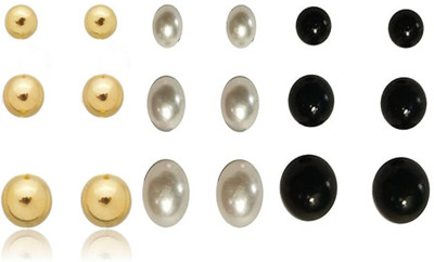 navjai 9Pairs Simple Pearl Earring Korea Style Fashion Jewelry Latest Trendy Earring Pearl Plastic Stud Earring