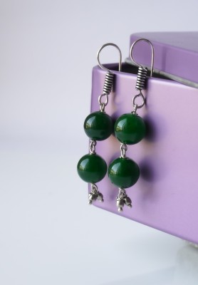 SHRIM Beads Green Earring Jewelry For Women Onyx, Quartz Brass Drops & Danglers