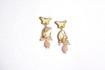 JAWALRY JUNCTION ELEGANT BUTTERFLY STONE EARRING Brass Drops & Danglers