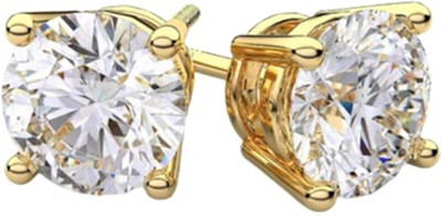 Barry Jewels Gold Plated 2ct. Cubic Zirconia Brass Stud Earring