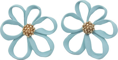 alya jewels Blue Open Petal Flower Alloy Stud Earring