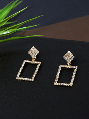 Dressberry Gold-Toned Geometric Drop Earrings Brass Drops & Danglers