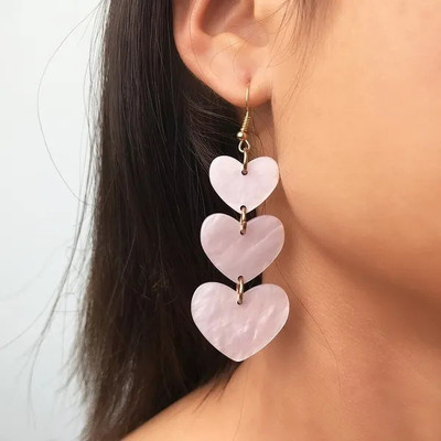 Lady Raiment 3 Heart Pink Drop Earrings Acrylic Drops & Danglers