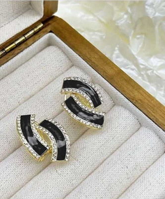 Meilicollection Black CC Korean Studs Crystal Alloy Stud Earring