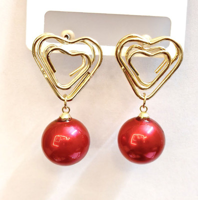 brikshi Red heart shape earing (Pack of 1) Plastic Earring Set