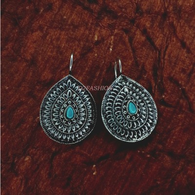 D2Fashion Silver Oxidised Designer Stone Studed Traditional Brass Jhumki Earring Zircon Alloy Stud Earring