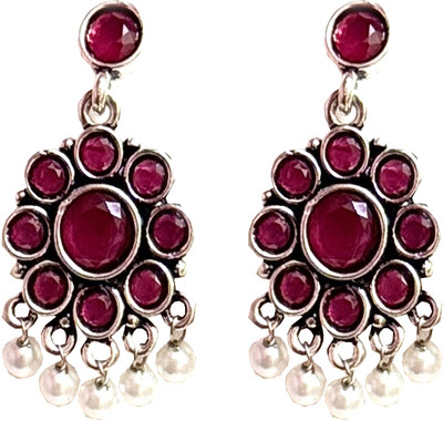 Gleefolks Traditional Classic Stylish Stone Earrings Metal Drops & Danglers