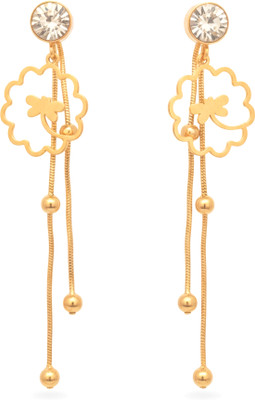 KAYYA21 KAYYA21 Elegant Gold-Plated Floral Drop Earrings with Crystal Stud for Women Gold Jhumki Earring