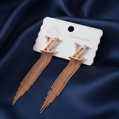 SAMRIDDHI JEWELS LV Tassel Chain Drops Cubic Zirconia Alloy Tassel Earring