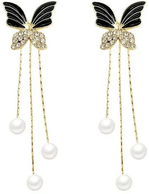 shinningmiles Korean Earrings Butterfly Long Stud Drop Earrings For Women Alloy Earring Set