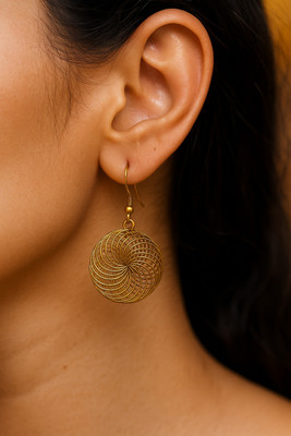 Tradbrothers Golden Spiral Wire Design Earrings for Women & Girls Stylish Party Wear Alloy Drops & Danglers
