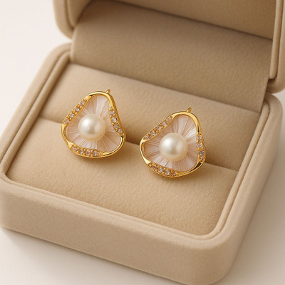 LP JEWELS 18K Gold-Plated Drop Flower Pearl Earrings for Women Pearl Alloy Drops & Danglers