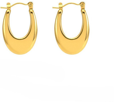 Monica Pack of 2 Pair of Korean Fashion Gold U Shaped Open Hoop Earring Stainless Steel Hoop Earring, Drops & Danglers