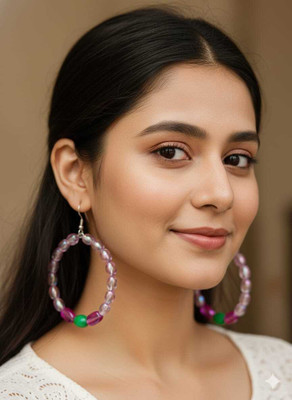 mayas natural product Round Earrings Multicolour Alloy Hoop Earring