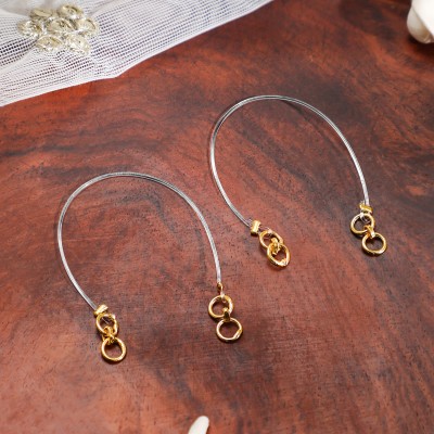 RUBANS Rubans Dual Gold & Silver-Plated Invisible Ear Kan Chain for Earring Support Brass Ear Thread