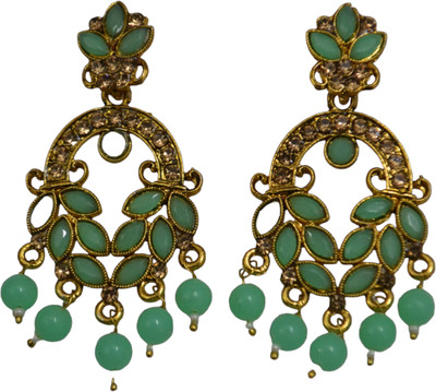TAVAN Meenakari Traditional Gold-plated & Pearl Jhumki Earrings for Women & Girls Cubic Zirconia Alloy Drops & Danglers