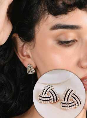 RAPPERSSHOP Korean Style Triangle Geometric Stud Earrings for Women Cubic Zirconia Alloy Stud Earring