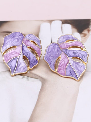 Krenoz Gold-Plated Leaf Shaped Studs Alloy Drops & Danglers