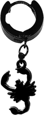 AFH Gothic Zodiac Sign Scorpio Bali Black Hoop Earrings For Men Women Boys Girls Stainless Steel Hoop Earring