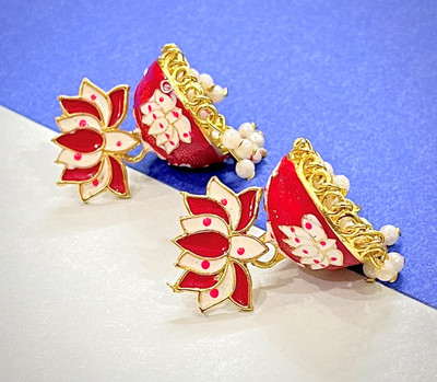 Jeweave Floral Meenakari Jhumkas | Traditional Earrings with Modern Touch Alloy Jhumki Earring