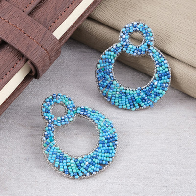 University Trendz Silver-Plated Chic Blue Beaded Drop Earring For Women/Girl's Alloy Drops & Danglers