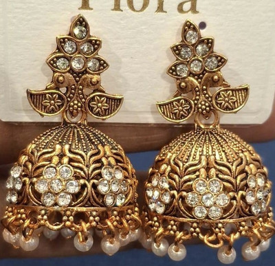 SAKETHAM Crystal Golds Alloy Jhumki Earring