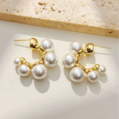 MEENAZ Earrings for women korean earring girl Moti Ear Ring stylish Western hoop design Pearl Alloy, Metal, Mother of Pearl Earring Set, Hoop Earring