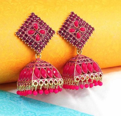 mohita collection Floral Design Cubic Zirconia Jhumka Earrings For Women Girls Cubic Zirconia Cubic Zirconia Alloy Jhumki Earring