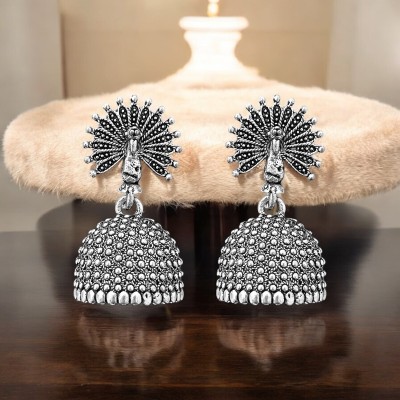 Tiso Traditonal Ethnic Jhumkis & Chaandbalis_Earrings For Women_LFA005 Alloy, German Silver Jhumki Earring, Chandbali Earring