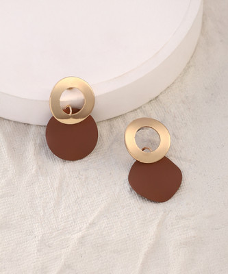 SOHI The Circular-Plate Drop Earrings Alloy Drops & Danglers