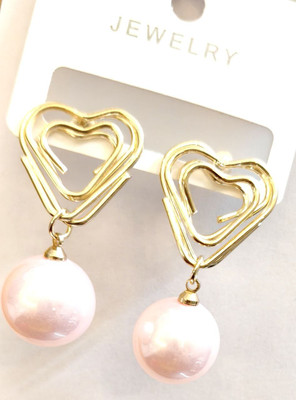 brikshi Pink heart shape earing (Pack of 1) Plastic Earring Set