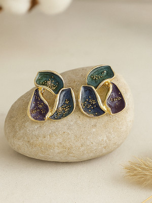 Bohey by KARATCART Contemporary Multicolor Enamel Gold-Toned Stud Earrings for Women Alloy Stud Earring