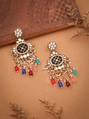 Alasca Gold Plated Earring for Women & Girls Diamond Brass Drops & Danglers