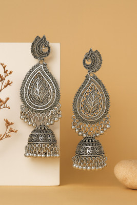Manihar Long jhumka dangler Alloy, German Silver Jhumki Earring