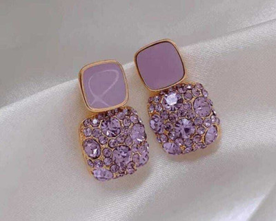 EARIC PEAL Western Style square diamond stud Korean Earrings for Women Alloy Stud Earring Cubic Zirconia Alloy Stud Earring