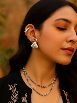 Digital Dress Room Stud Afghani Jhumka Earrings Telephone Ear cuff Designs Brass Cuff Earring