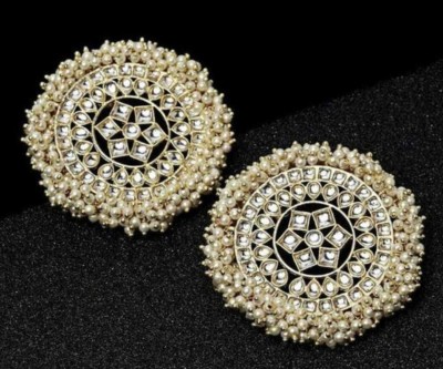 VATSALYA creation Pearl Clusture Kundan Big Alloy Stud Earring