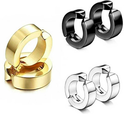 MEENAZ Earrings for boys men girls women golden black bali silver ear rings combo gents Alloy, Brass, Copper, Metal, Stainless Steel, Sterling Silver Clip-on Earring, Stud Earring, Tunnel Earring, Earring Set, Hoop Earring